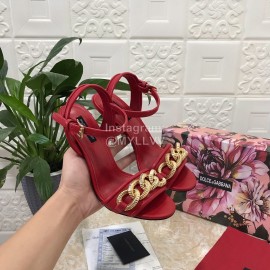 Dolce Gabbana Cowhide High Heeled Sandals For Women Red