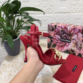 Dolce Gabbana Cowhide High Heeled Sandals For Women Red