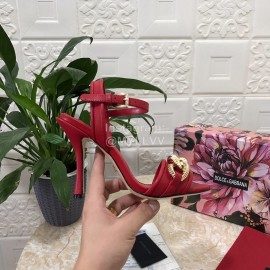 Dolce Gabbana Cowhide High Heeled Sandals For Women Red