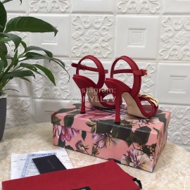 Dolce Gabbana Cowhide High Heeled Sandals For Women Red