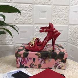Dolce Gabbana Cowhide High Heeled Sandals For Women Red