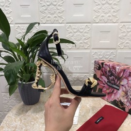 Dolce Gabbana Cowhide Chain High Heeled Sandals For Women Black