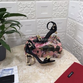 Dolce Gabbana Cowhide Chain High Heeled Sandals For Women Black