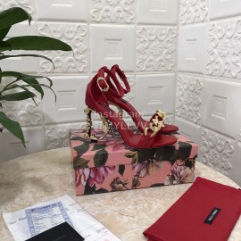 Dolce Gabbana Cowhide Chain High Heeled Sandals For Women Red