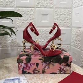 Dolce Gabbana Cowhide Chain High Heeled Sandals For Women Red
