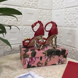 Dolce Gabbana Cowhide Chain High Heeled Sandals For Women Red