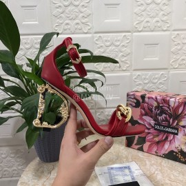 Dolce Gabbana Cowhide Chain High Heeled Sandals For Women Red
