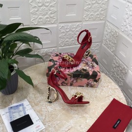 Dolce Gabbana Cowhide Chain High Heeled Sandals For Women Red