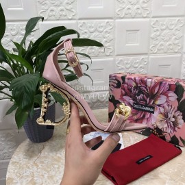 Dolce Gabbana Cowhide Chain High Heeled Sandals For Women Pink