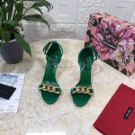 Dolce Gabbana Cowhide Chain High Heeled Sandals For Women Green