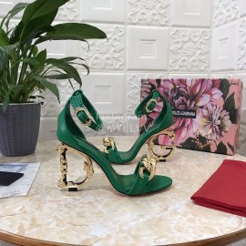 Dolce Gabbana Cowhide Chain High Heeled Sandals For Women Green