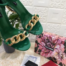 Dolce Gabbana Cowhide Chain High Heeled Sandals For Women Green