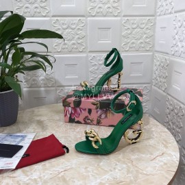 Dolce Gabbana Cowhide Chain High Heeled Sandals For Women Green