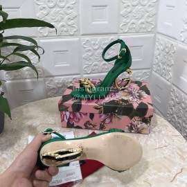 Dolce Gabbana Cowhide Chain High Heeled Sandals For Women Green