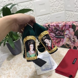 Dolce Gabbana Velvet Sheepskin High Heels For Women Green