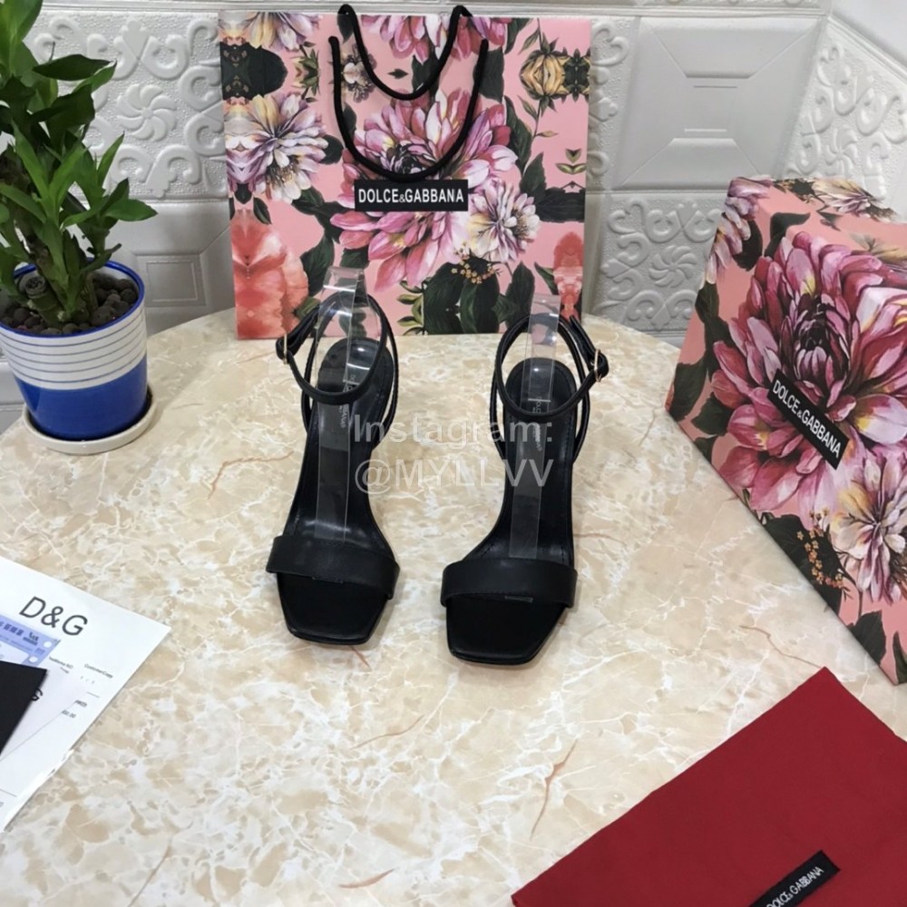 Dolce Gabbana Cowhide Diamond High Heeled Sandals For Women Black