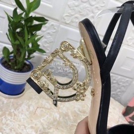 Dolce Gabbana Cowhide Diamond High Heeled Sandals For Women Black