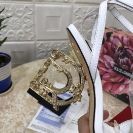 Dolce Gabbana Cowhide Diamond High Heeled Sandals For Women White