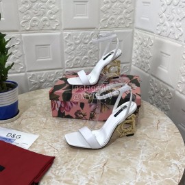 Dolce Gabbana Cowhide Diamond High Heeled Sandals For Women White