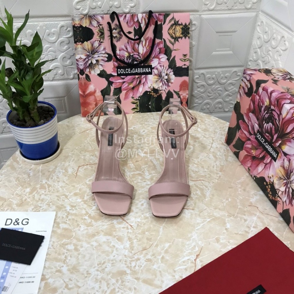 Dolce Gabbana Cowhide Diamond High Heeled Sandals For Women Pink