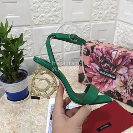 Dolce Gabbana Cowhide Diamond High Heeled Sandals For Women Green