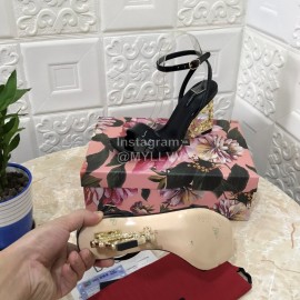 Dolce Gabbana Patent Cowhide Diamond High Heeled Sandals For Women Black