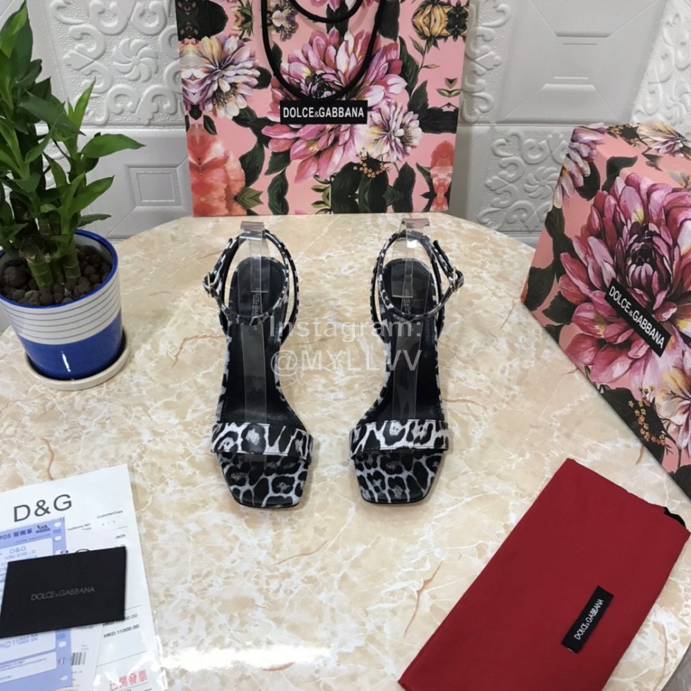 Dolce Gabbana Fashion Cowhide Diamond High Heeled Sandals For Women 