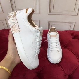 Dolce Gabbana Silk Cowhide Casual Sneakers For Women Gold