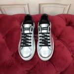 Dolce Gabbana New Silk Cowhide Casual Sneakers For Women Silver