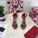 Dolce Gabbana Leopard Leather High Heeled Sandals For Women Tan