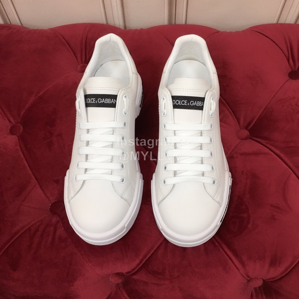 Dolce Gabbana Silk Cowhide Casual Sneakers For Men And Women White