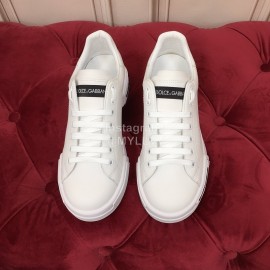 Dolce Gabbana Silk Cowhide Casual Sneakers For Men And Women White