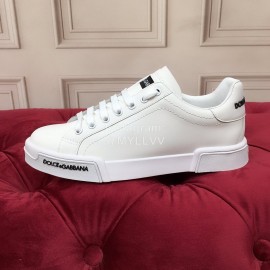 Dolce Gabbana Silk Cowhide Casual Sneakers For Men And Women White