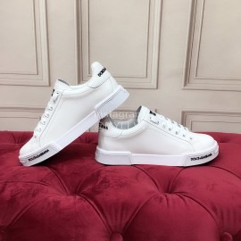 Dolce Gabbana Silk Cowhide Casual Sneakers For Men And Women White