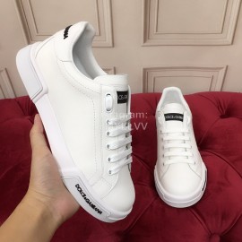 Dolce Gabbana Silk Cowhide Casual Sneakers For Men And Women White