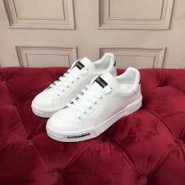 Dolce Gabbana Silk Cowhide Casual Sneakers For Men And Women White