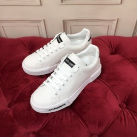 Dolce Gabbana Silk Cowhide Casual Sneakers For Men And Women White