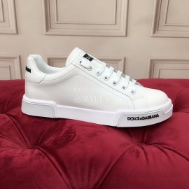 Dolce Gabbana Silk Cowhide Casual Sneakers For Men And Women White