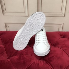 Dolce Gabbana Silk Cowhide Casual Sneakers For Men And Women White