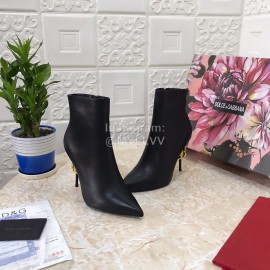 Dolce Gabbana Cowhide Pointed High Heel Boots For Women Black