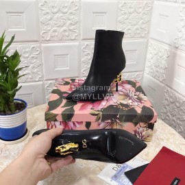 Dolce Gabbana Cowhide Pointed High Heel Boots For Women Black