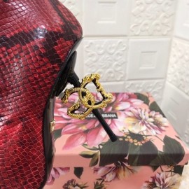 Dolce Gabbana Snake Skin Pointed High Heel Boots For Women Red