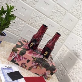 Dolce Gabbana Snake Skin Pointed High Heel Boots For Women Red