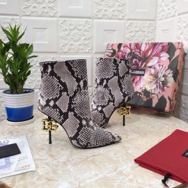 Dolce Gabbana Snake Skin Pointed High Heel Boots For Women Gray