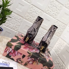 Dolce Gabbana Snake Skin Pointed High Heel Boots For Women Gray