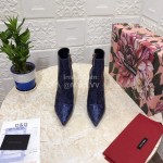 Dolce Gabbana Snake Skin Pointed Letter High Heel Boots For Women Blue