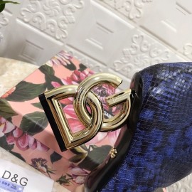 Dolce Gabbana Snake Skin Pointed Letter High Heel Boots For Women Blue