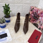 Dolce Gabbana Cowhide Letter High Heel Boots For Women Brown