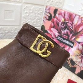 Dolce Gabbana Cowhide Letter High Heel Boots For Women Brown