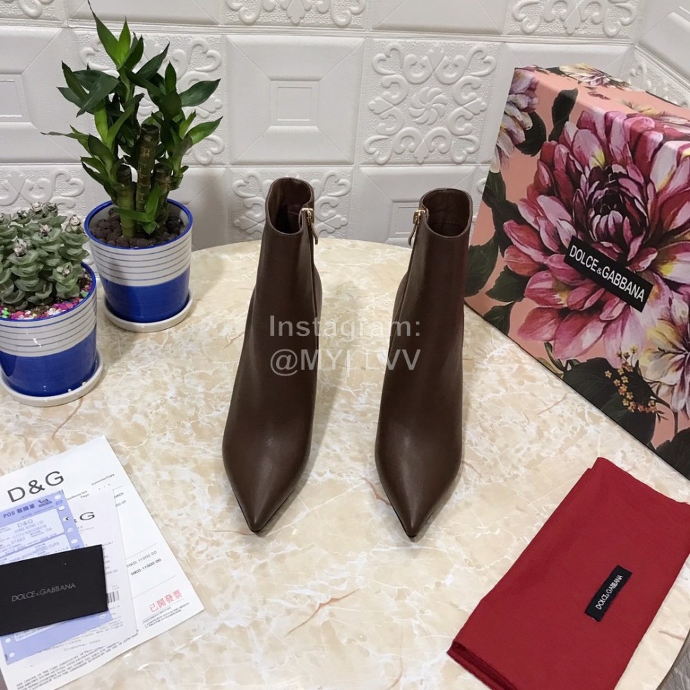 Dolce Gabbana New Cowhide Letter High Heel Boots For Women Brown